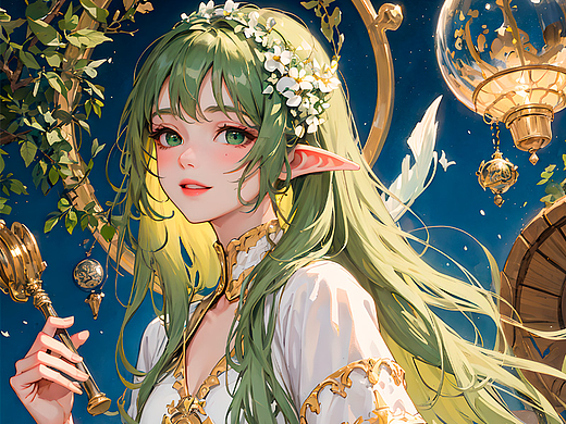 【AI绘画作品-82】精灵魔法师