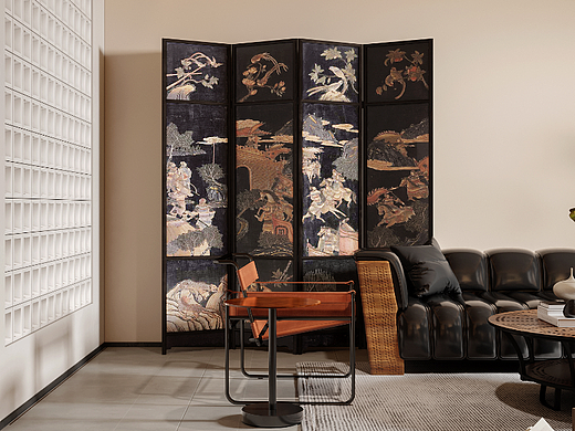 奶油中古风别墅效果图方案