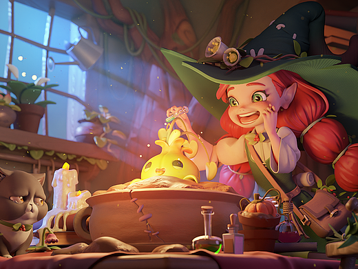 小女巫的魔法实验个人3d场景练习，