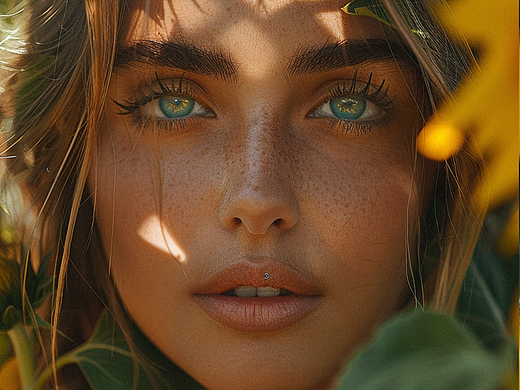 midjourney v6 ai摄影：花儿与少女