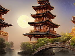 #AI創(chuàng)作實(shí)驗(yàn)室#古建筑塔和拱橋