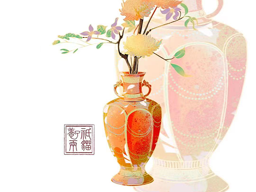 花瓶插画九件套