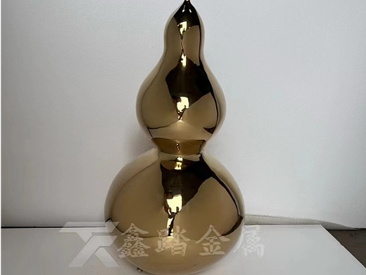 客厅展厅入户玄关风水摆件 镜面钛金不锈钢葫芦摆件