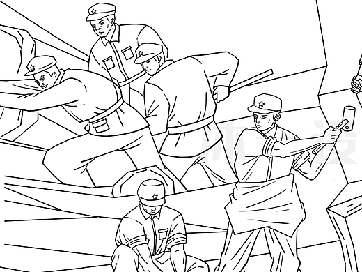 浮雕设计线稿丨《人民军队》