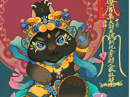 兔一乐新年招财插画