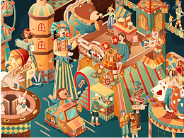 2.5D线性插画 | 复古马戏团