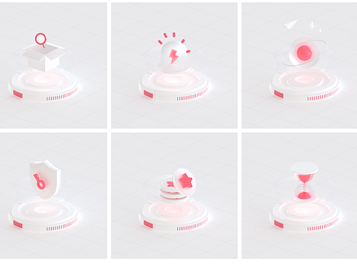[blender] B端红色点缀简约风格3D玻璃质感图标