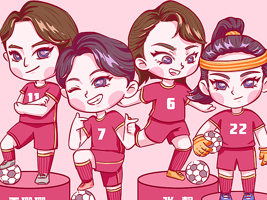 中国女足｜人物Q版插画