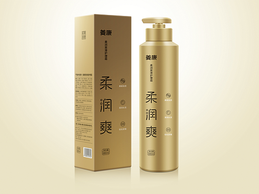 姜康软黄金-柔润爽滑洗发水包装设计
