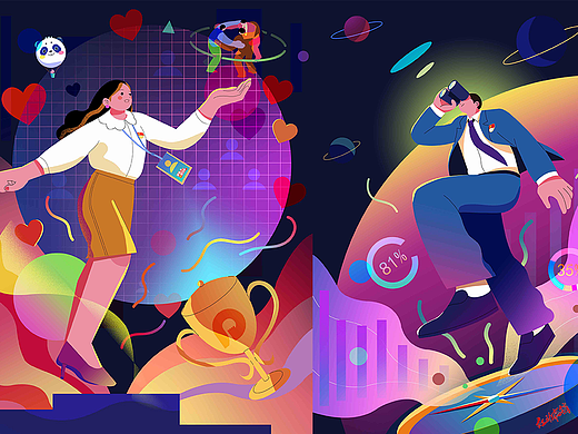 周年庆长图 插画