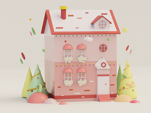 吃掉一個(gè)C4D房子（個(gè)人主頁(yè)-ZNjQ1NzI2NjQ=） - 建筑/空間 - 站酷設(shè)計(jì)師迪迦不吃花生原創(chuàng)素材 - 站酷ZCOOL