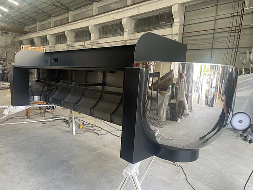 304不锈钢镜面酒店前台 艺术造型金属黑钛弧形吧台