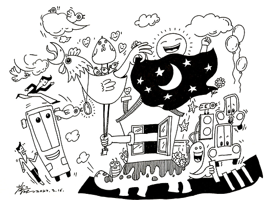 胡思乱画：公鸡报晓