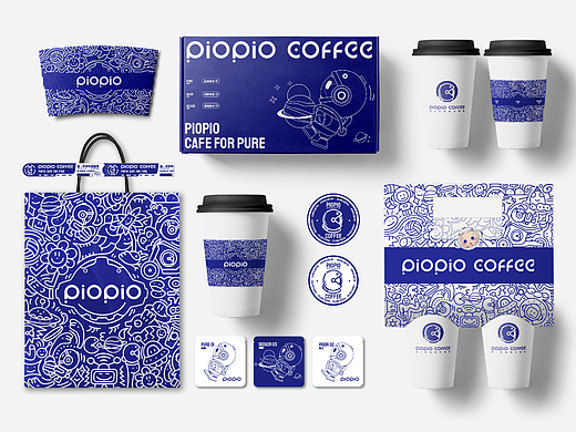 vi设计 咖啡logo 咖啡店vi piopio品牌形象ip&延展设计