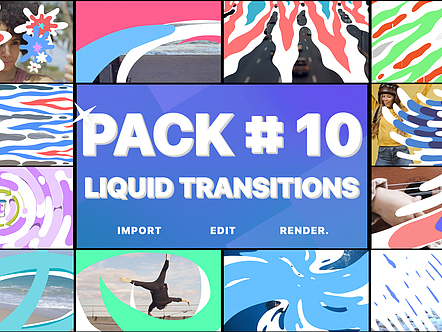 AE模板|独特设计液体过渡手绘逐帧动画标题介绍电影