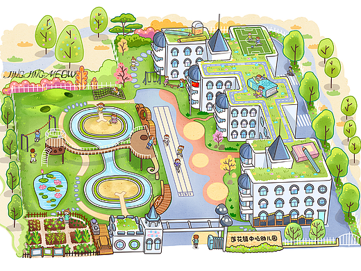 莲花镇中心幼儿园手绘地图