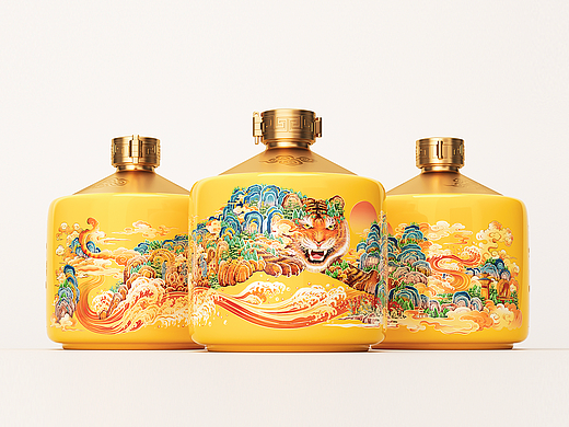 真工酱酒 虎年生肖纪念酒包装插画设计