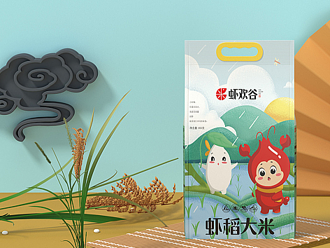 虾欢谷-虾稻米视觉全案-品牌-IP-包装设计丨火麒麟创意