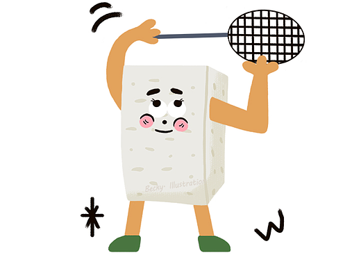 豆腐爱打羽毛球运动