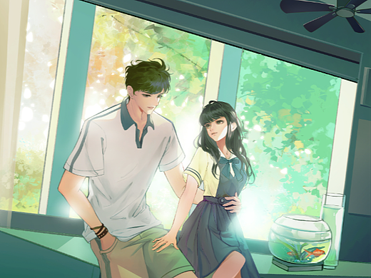 夏日校园爱情(商业插画)