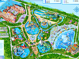 衡阳玛雅海滩水公园导览图兼折页插画设计