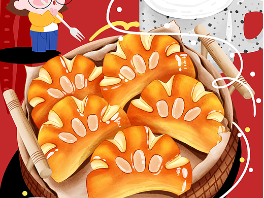 一组食物面包插画
