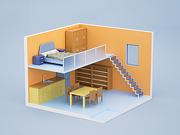 卡通場景C4D建筑建模01