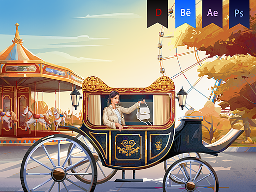 《COACH天猫海报》插画——安戈力