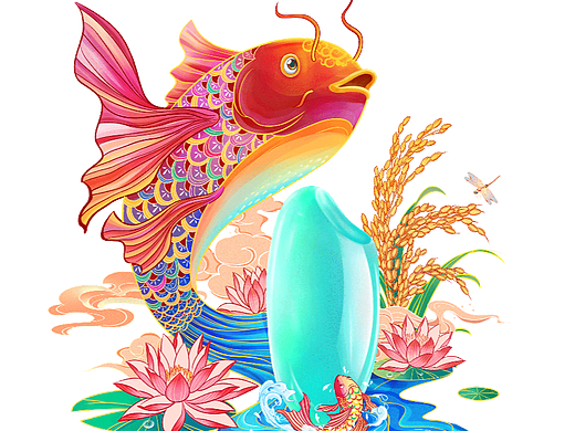 十月稻田-大米包装插画分享
