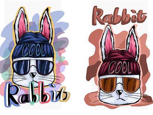 原创插画 cool rabbit 可爱兔子