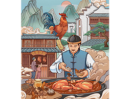 符离集烧鸡包装插画设计