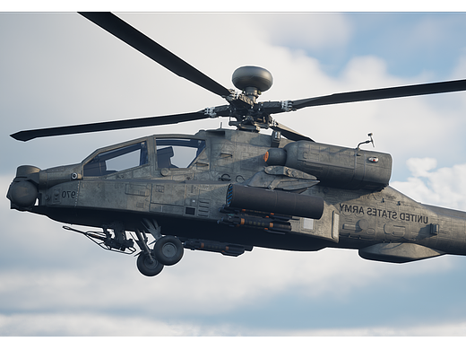 AH-64武装直升机/满配/建模作品/虚幻四渲染(部分1)
