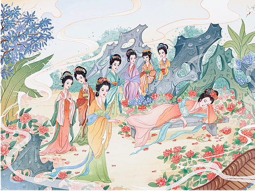 中国风红楼梦之憨湘云醉卧芍药裀