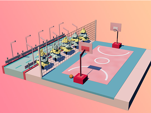 c4d篮球场建模