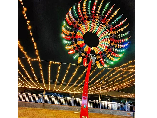 文旅网红灯光 不锈钢景观雕塑 风动雕塑 不夜城灯光