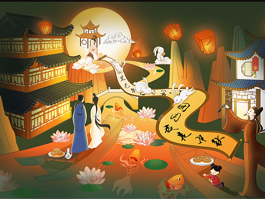 中秋包装插画