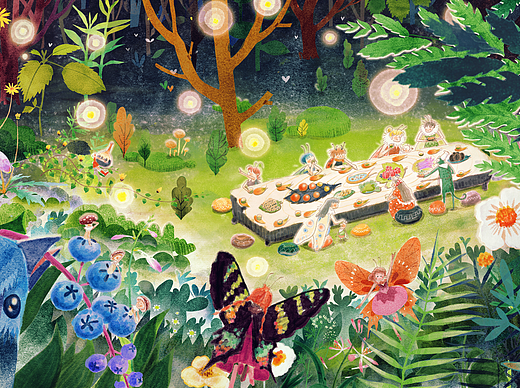 夏夜萤火晚餐 | 茶π的美好世界（个人主页-ZNjUzOTI1OTY=） - 创作习作 - 站酷设计师o一木o原创素材 - 站酷ZCOOL