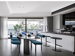 别墅装修 | 简约大平层，撞色经典蓝，时髦又高级！