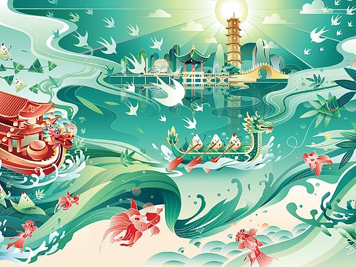 “粽有好运”端午主题插画设计