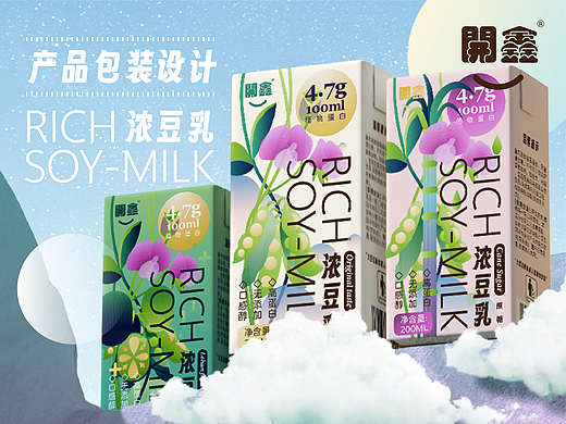 開鑫浓豆乳包装设计丨浓香四溢，轻鑫与共！
