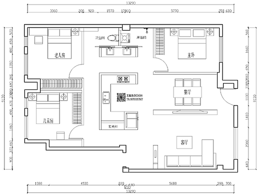 140平两居改三居