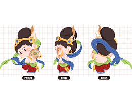 一组绘画作品的三视图（客单仅展示用）