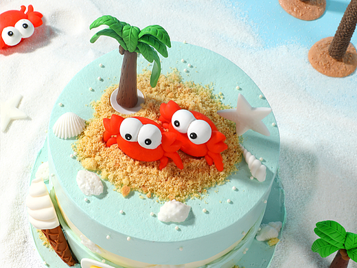 【cakeboss】海洋沙滩星座主题|巨蟹座|生日蛋糕