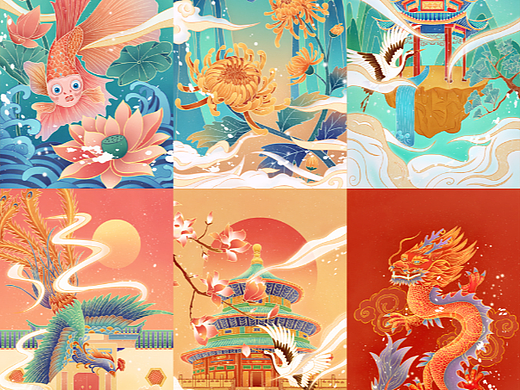国潮插画合集（个人主页-ZNjMyMTE5OTY=） - 商业插画 - 站酷设计师肖小只原创素材 - 站酷ZCOOL