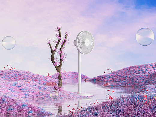 一组落电扇虚幻超现实场景渲染