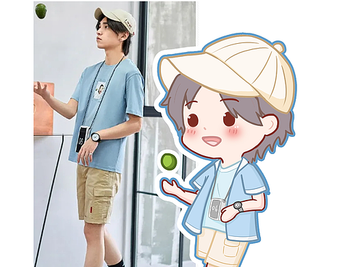 身着淡色系男装的帅哥(商业插画)