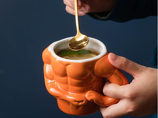 猛男肌肉杯马克杯陶瓷水杯设计感高颜值茶杯|产品摄影