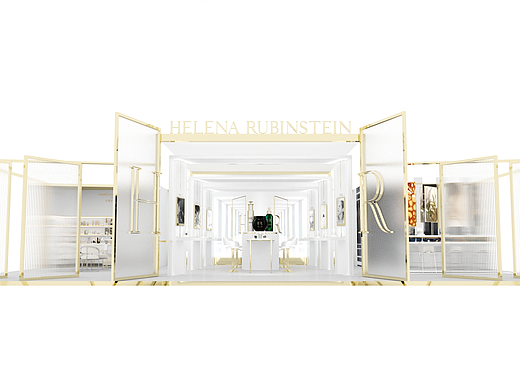 化妆品展台设计  品牌方赫莲娜(HR)展台三维设计