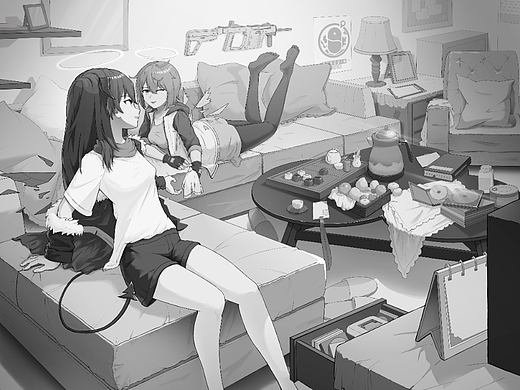 享受盛宴的红蓝天使组(素描)(CG美术基础)