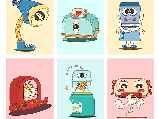 可爱搞怪家电小元素（个人主页-ZNjUwMTQ4ODQ=） - 儿童插画 - 站酷设计师公子白又白原创素材 - 站酷ZCOOL